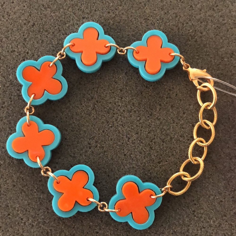Moon and Lola Teal, Orange & Gold Bracelet